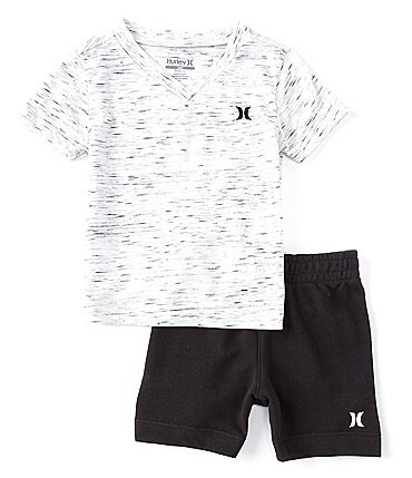 Image of Hurley Baby Boys 12-24 Months V-Neck Cloud Slub Tee & French Terry Short Set