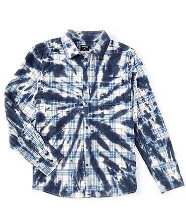Image of Hurley Long-Sleeve Tie-Dye Flannel Sweatshirt