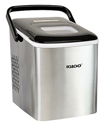 Image of Igloo 26-Pound Stainless Steel Automatic Self-Cleaning Portable Countertop Ice Maker Machine With Handle