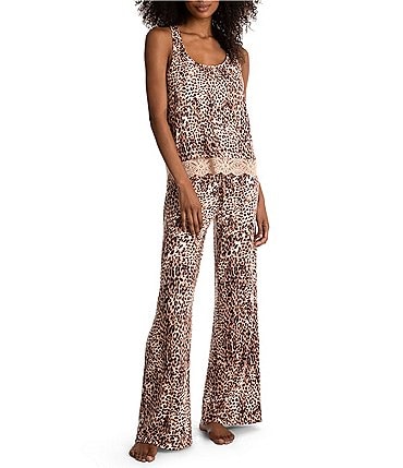 Image of In Bloom By Jonquil Animal Print Brushed Knit Tank & Long Pant Pajama Set