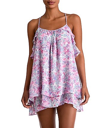 Image of In Bloom by Jonquil Chiffon Ditsy Floral Print Sleeveless Scoop Neck Chemise