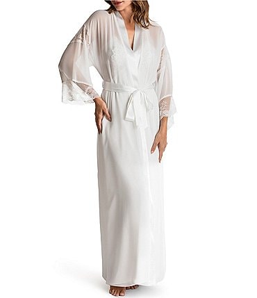 Image of In Bloom by Jonquil Chiffon Long Sleeve Lace Detail Wrap Robe