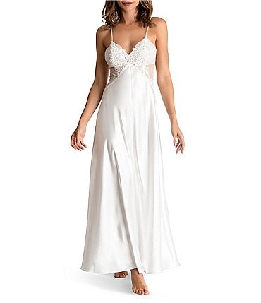 Image of In Bloom by Jonquil Satin Sleeveless V-Neck Floral Bodice Long Nightgown