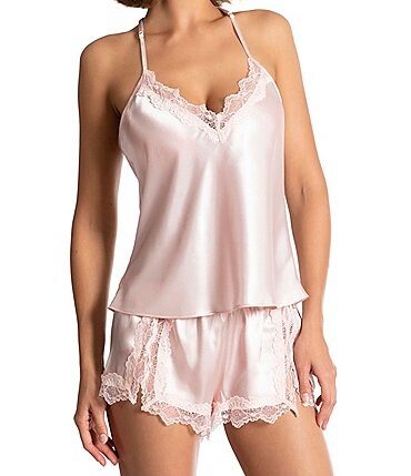 Image of In Bloom by Jonquil Solid Satin Lace Sleeveless Shorty Pajama Set