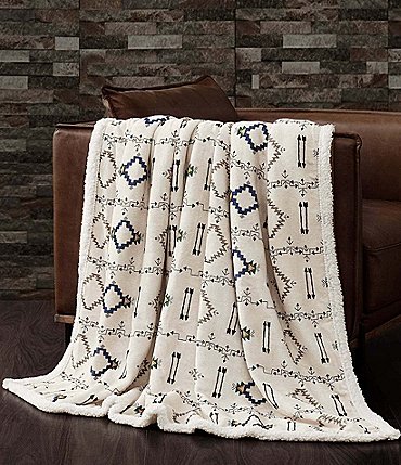 Image of Indigo Hill by HiEnd Accents Arrow and Tribal Patterned Campfire Sherpa Cozy Throw Set