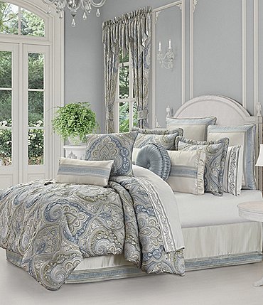 Image of J. Queen New York Allora Woven Damask Oversized Comforter Set Bedding Collection