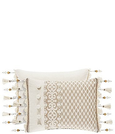 Image of J. Queen New York Milano Sand Pieced & Fringed Boudoir Pillow