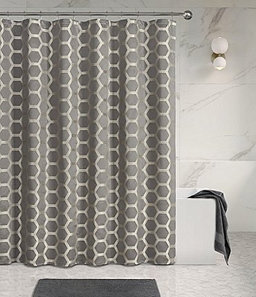 Image of J. Queen New York Porto Hexagonal Geometric Pattern Shower Curtain