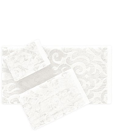 Image of J. Queen New York Sicily Chenille Damask Pattern Bath Towels