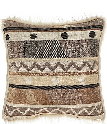 Image of J. Queen New York Timber Striped & Faux Fur Square Pillow
