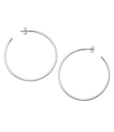 Image of James Avery Classic Sterling Silver Hammered Hoop Earrings, Extra Large