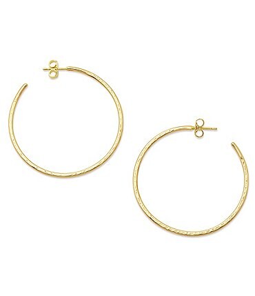 Image of James Avery Classic 14K Gold Hammered Hoop Earrings, Large