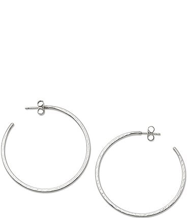 Image of James Avery Classic Sterling Silver Hammered Large Hoop Earrings