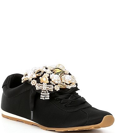 Image of Jeffrey Campbell Shelter Rhinestone Satin Sneakers