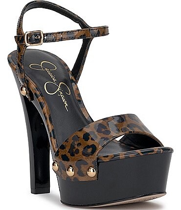 Image of Jessica Simpson Calenta Patent Leopard Stud Platform Sandals