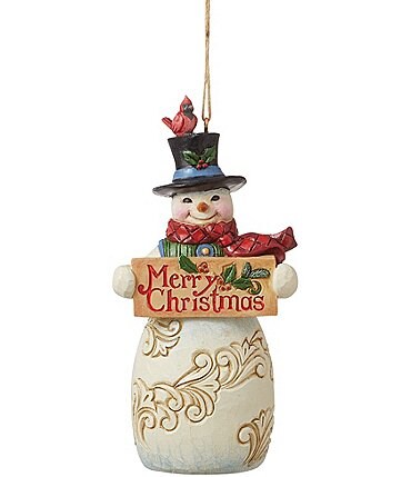Image of Jim Shore Heartwood Creek Snowman Christmas Sign Ornament