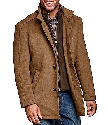 Image of Johnston & Murphy Long Sleeve Upton Wool-Blend Car Coat