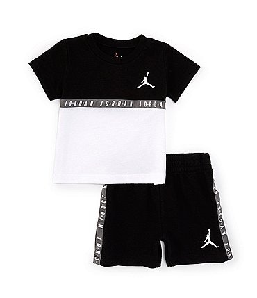 Image of Jordan Baby Boys 12-24 Months Short Sleeve Color Blocked Taped T-Shirt & Shorts Set
