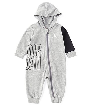 Image of Jordan Baby Boys Newborn-9 Months Long-Sleeve Signature Hooded Coverall
