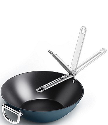 Image of Joseph Joseph Space Folding Handle Ceramic Non-Stick Dark Blue 12.5" Wok