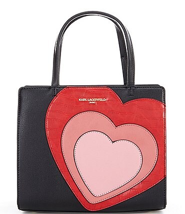 Image of KARL LAGERFELD PARIS Maybelle Vegan Leather Logo Multi Heart Satchel Bag