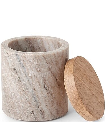 Image of Kassatex San Marino Marble & Mango Wood Cotton Jar
