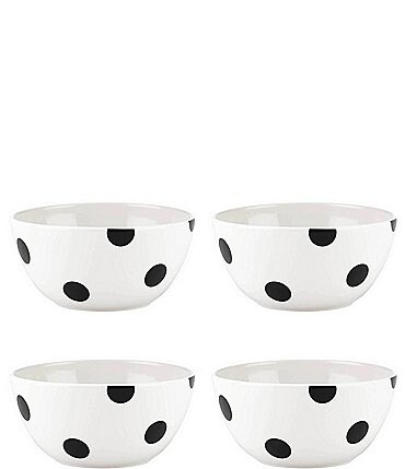 Image of kate spade new york All in Good Taste Black Deco Dot Cereal Bowls, Set of 4