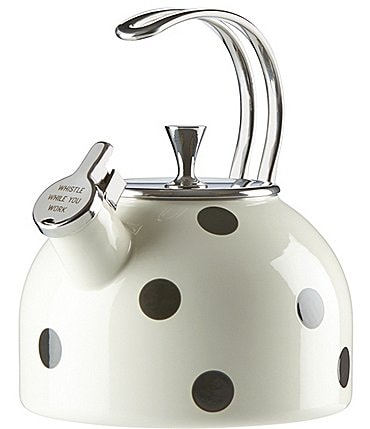 Image of kate spade new york All in Good Taste Deco Dot Whistle While You Work Enameled Steel Tea Kettle
