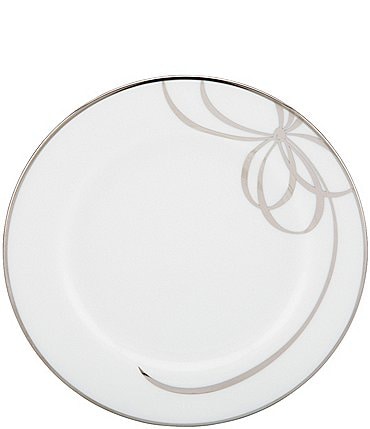 Image of kate spade new york Belle Boulevard Bow Platinum Bread & Butter Plate