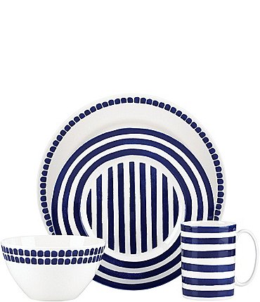 Image of kate spade new york Charlotte Street Blue Porcelain 4-Piece Place Setting