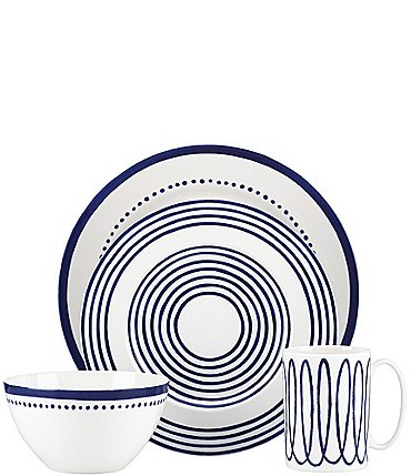 Image of kate spade new york Charlotte Street Blue Porcelain 4-Piece Place Setting