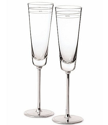 Image of kate spade new york Darling Point "Mr." and  "Mrs." 2-Piece Champagne Flute Set