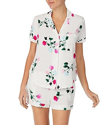 Image of kate spade new york Floral Printed Jersey Shorts and Top Coordinating Pajamas Set