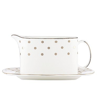 Image of kate spade new york Larabee Road Dotted Platinum Bone China Gravy Boat with Stand