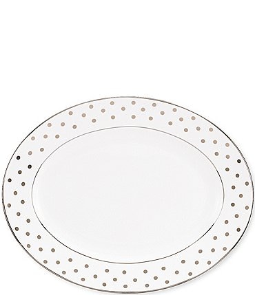 Image of kate spade new york Larabee Road Dotted Platinum Bone China 13" Oval Platter