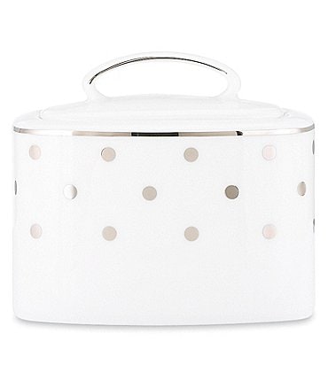 Image of kate spade new york Larabee Road Dotted Platinum Bone China Sugar Bowl