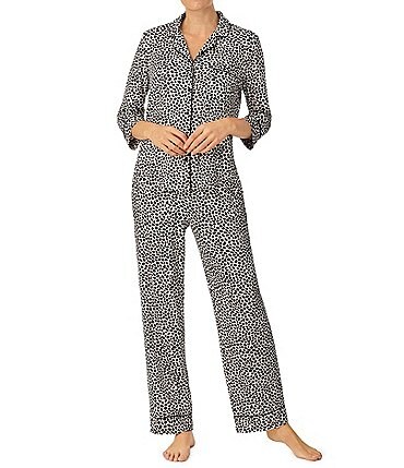 Image of kate spade new york Pebble Dot Print Notch Collar 3/4 Sleeve Pajama Set