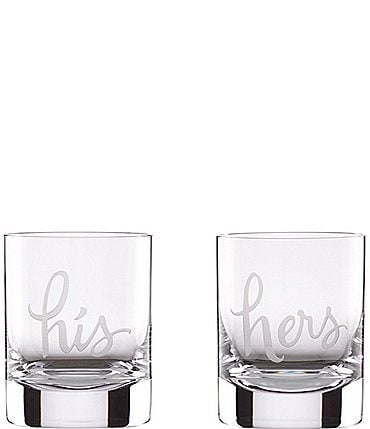 Image of kate spade new york Two Of A Kind His & Hers Wedding Double Old-Fashioned Glass Pair