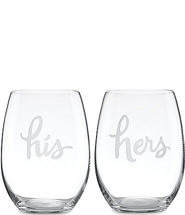 Image of kate spade new york Two Of A Kind Stemless His and Hers Wine Glasses