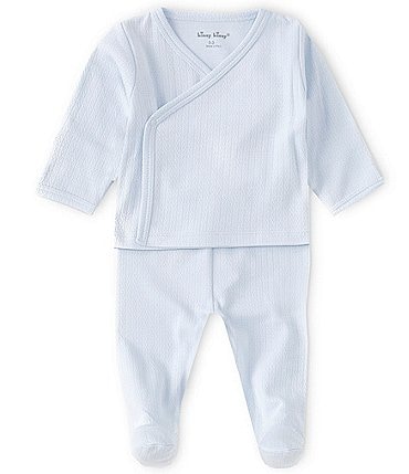 Image of Kissy Kissy Baby Boys Newborn - 6 Months Long Sleeve Pointelle Cross Coordinating Tee and Pants Set