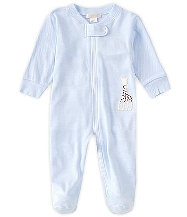 Image of Kissy Kissy Baby Boys Newborn-9 Months Long Sleeve Blue Sophie The Giraffe Zip Front Footie Coverall