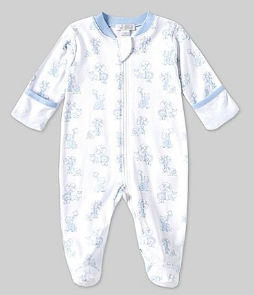 Image of Kissy Kissy Baby Boys Newborn-9 Months Long Sleeve Gingham Jungle Footie Coveralls