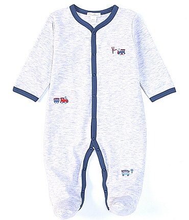 Image of Kissy Kissy Baby Boys Newborn-9 Months Long-Sleeve Railway Train Footed Coverall