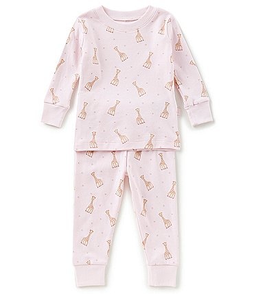 Image of Kissy Kissy Baby Girls 12-24 Months Sophie La Girafe Printed Top & Bottom Pajama Set