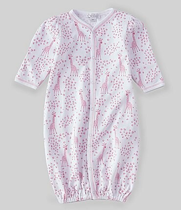 Image of Kissy Kissy Baby Girls Newborn Long-Sleeve Speckled Giraffes Convertible Gown
