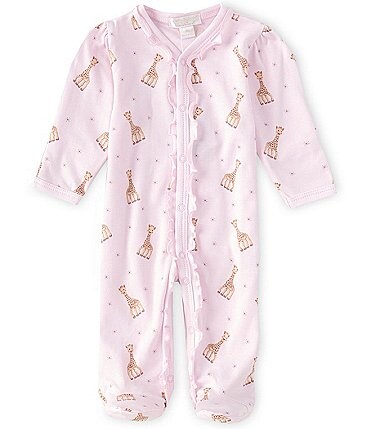 Image of Kissy Kissy Baby Girls Preemie-9 Months Sophie La Girafe-Printed Footed Coverall