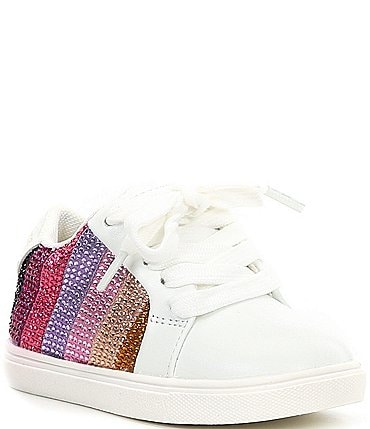 Image of Kurt Geiger London Girls' Laney Crystal Embellished Stripe Sneakers (Infant)