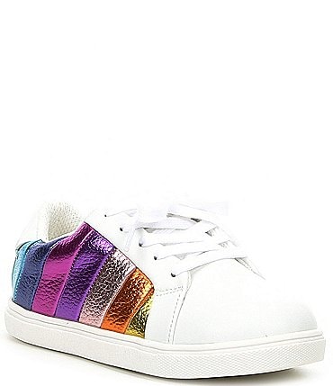 Image of Kurt Geiger London Girls' Lane Metallic Rainbow Stripe Sneakers (Infant)