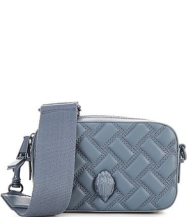 Image of Kurt Geiger London Kensington Drench Grey Quilted Leather Small Camera Crossbody Bag