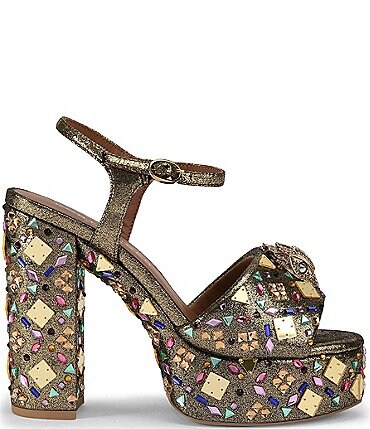 Image of Kurt Geiger London Kensington Multi Jeweled Platform Dress Sandals
